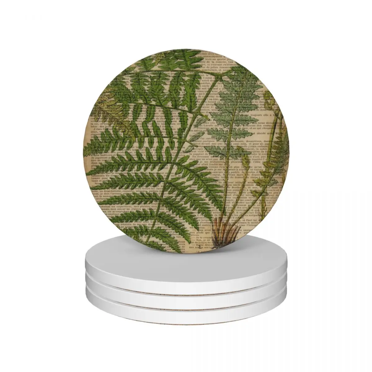 vintage foliage hipster botanical print fern leaves Ceramic Coasters (Set of 4) coffee Tea cups tea cup holder Coasters