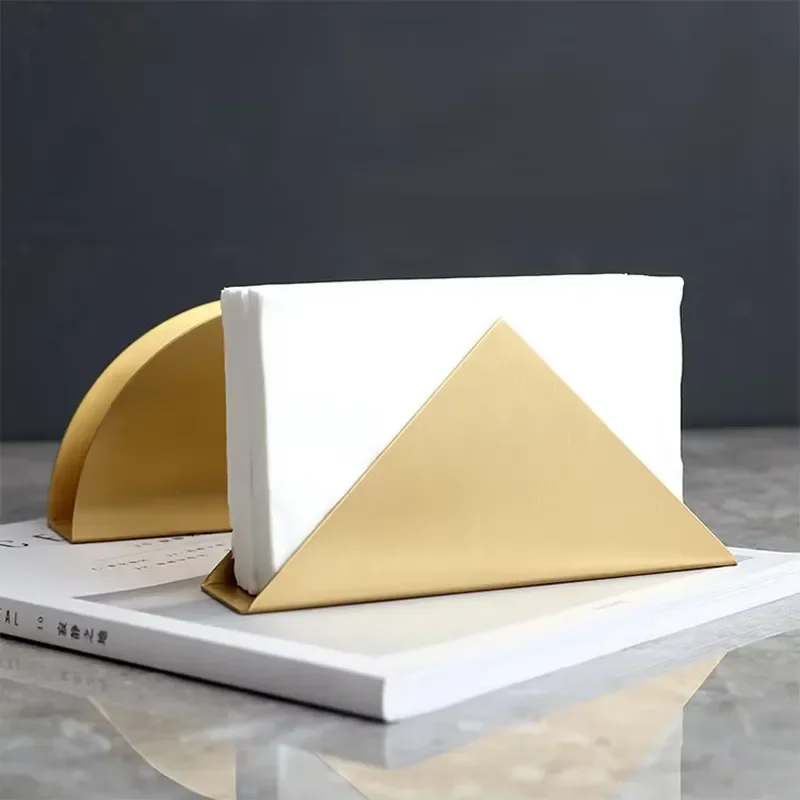 Triangular Brass Tissue Box Waterproof Portable Decorative
