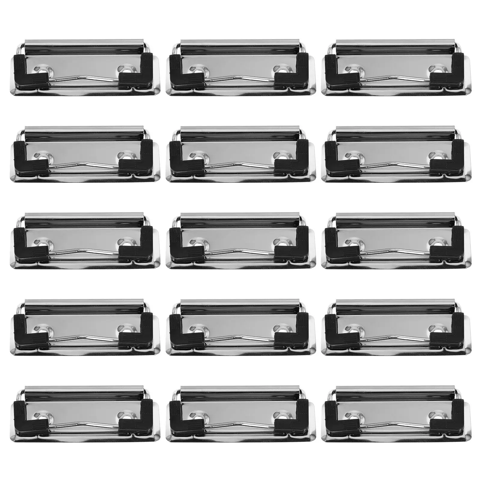 

15Pcs Metal Clipboard Clips Standard Size Low Profile Spring Loaded Clipboards Office School Stationery Hardboard Clamp