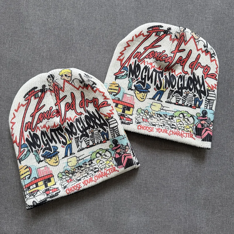American ins style printing pattern, unisex Joker cold hat, new autumn and winter fashion, street fashion unisex cold hat.