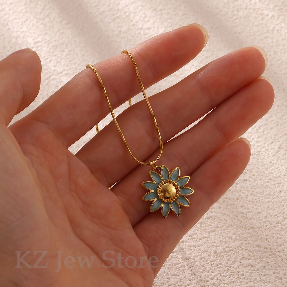 Luxury Sunflower Flower Nameplate Necklace For Women Girls Vintage Colors Charm Gold Color Stainless Steel Jewelry Birthday Gift