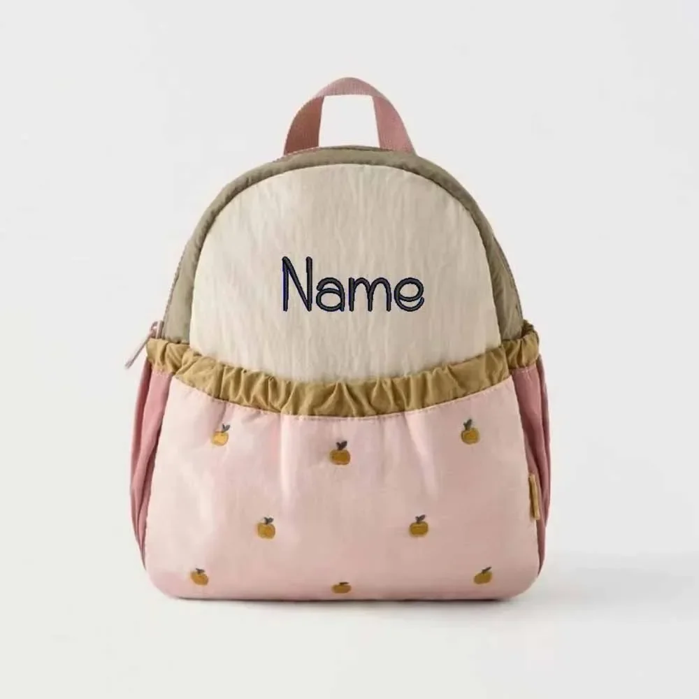 Personalized Kindergarten Children's Backpack Cute Apple Embroidery Custom Mini Lightweight Design Fashionable Baby Travel Bag