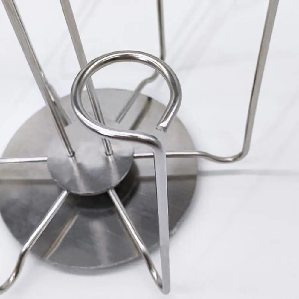 

Stainless Steel Rotating Cup Holder Large Capacity Upside-Down Glass Cup Storage Rack with Tray Saving Space Cup Drying Rack