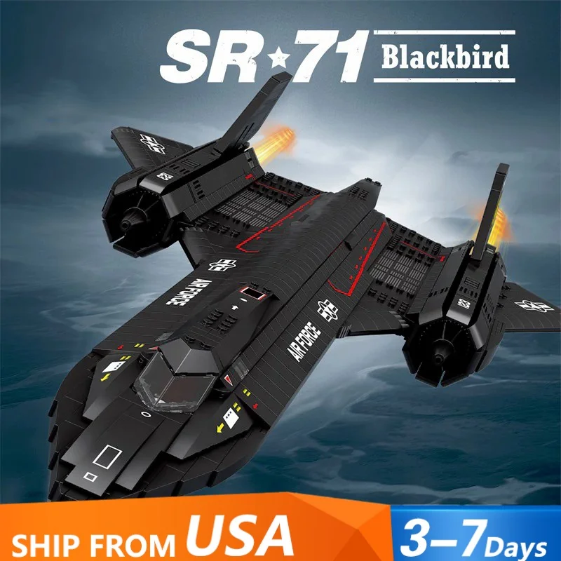 

1775PCS SR-71 Blackbird Fighter Buildings Sets Aircraft Architecture Modular Building Block Assembly Model Kit,Adults Toys Gift
