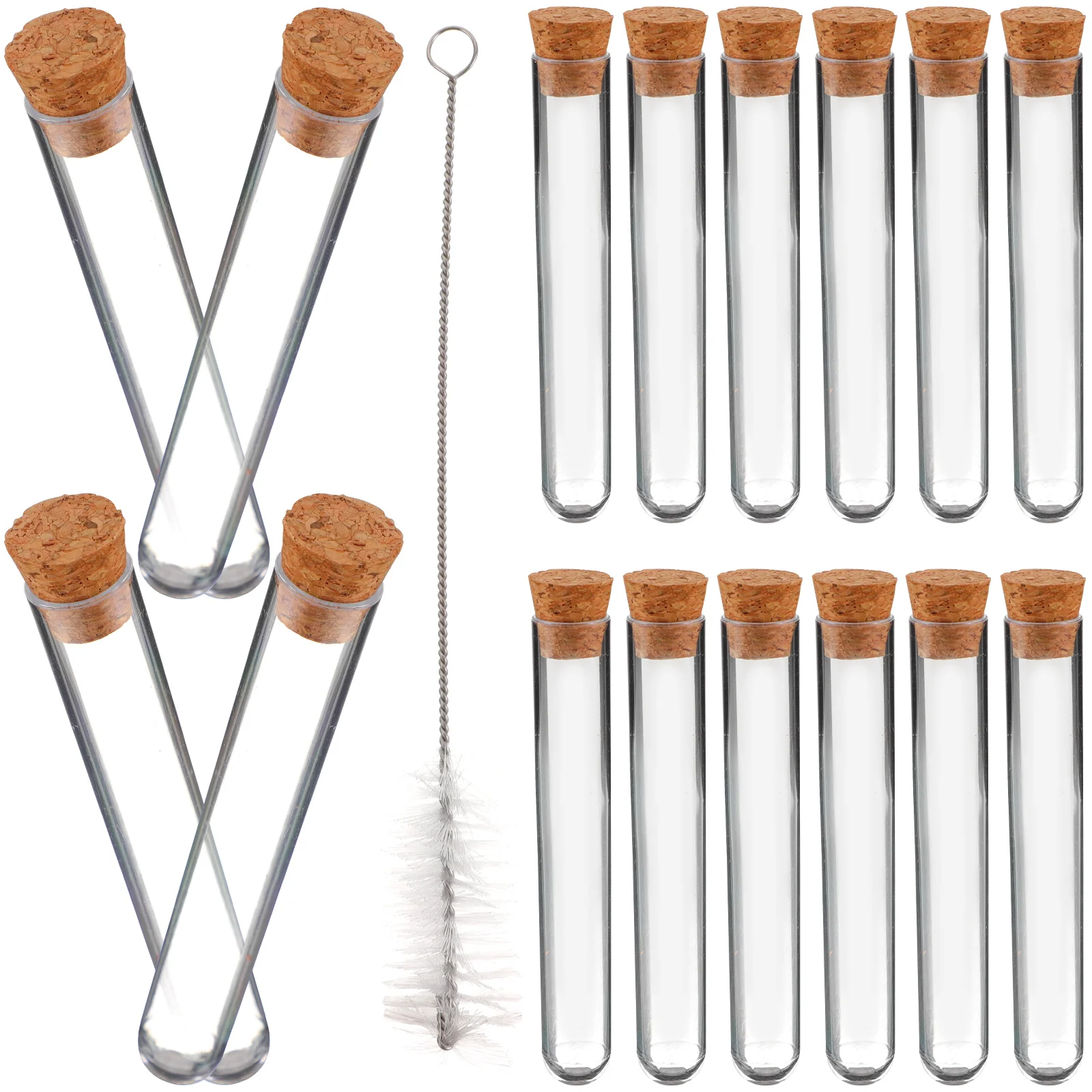 

Plastic Test Tube Clear Vials Small Tubes with Cork Lid Lids Storage Caps Transparent