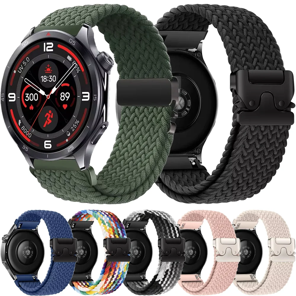 20/22mm Elastic Nylon Strap for OPPO Watch X/X2/4 Pro Bracelet for OnePlus Watch 3/2/2R/OnePlus Watch 46mm Parachute buckle Band
