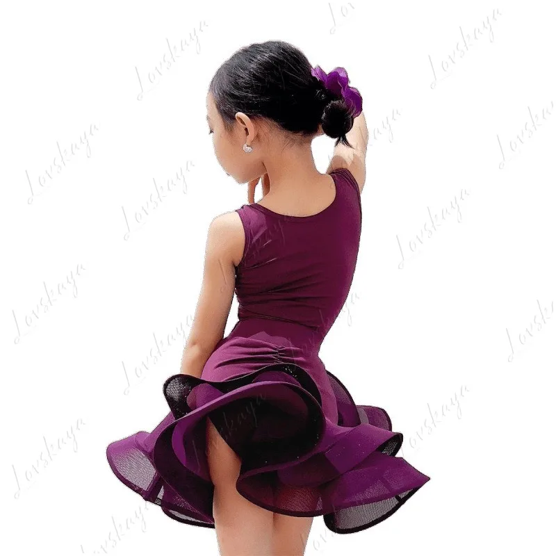 Latein-Tanz-Übungsoutfit für Kinder, Latein-Tanzanzug, High-End-Trainingsoutfit für Mädchen, Latein-Tanzkleid für Kinder