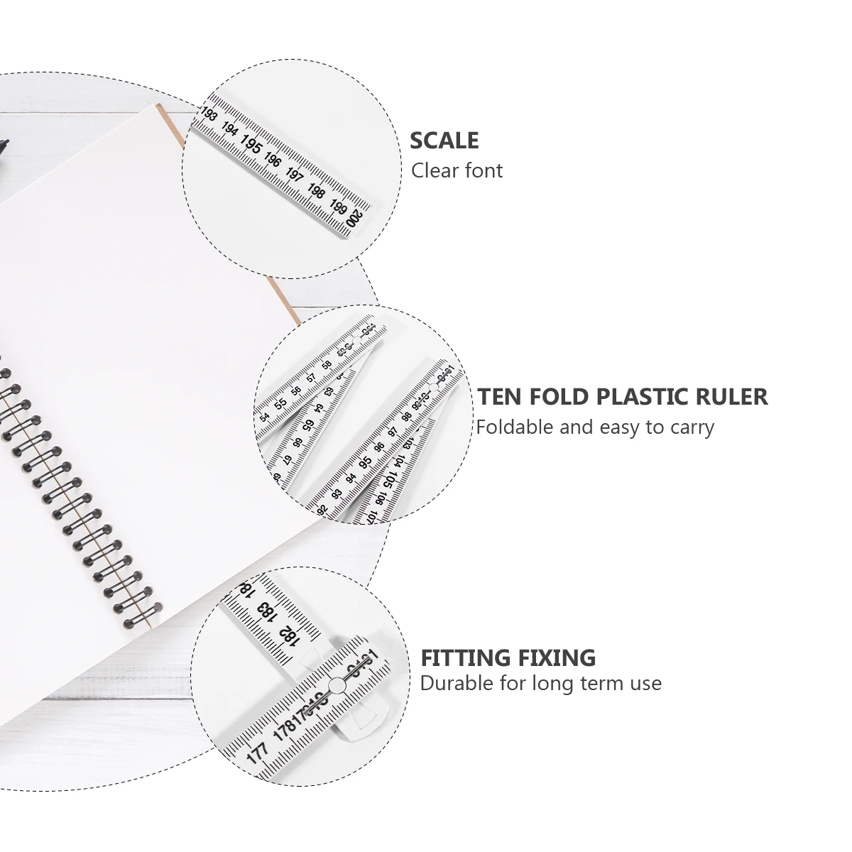 Plastic Folding Ruler Metric Clear Sewing Straight Foldable Measure Stick Long Use Home Office Student Teacher Cm Mm