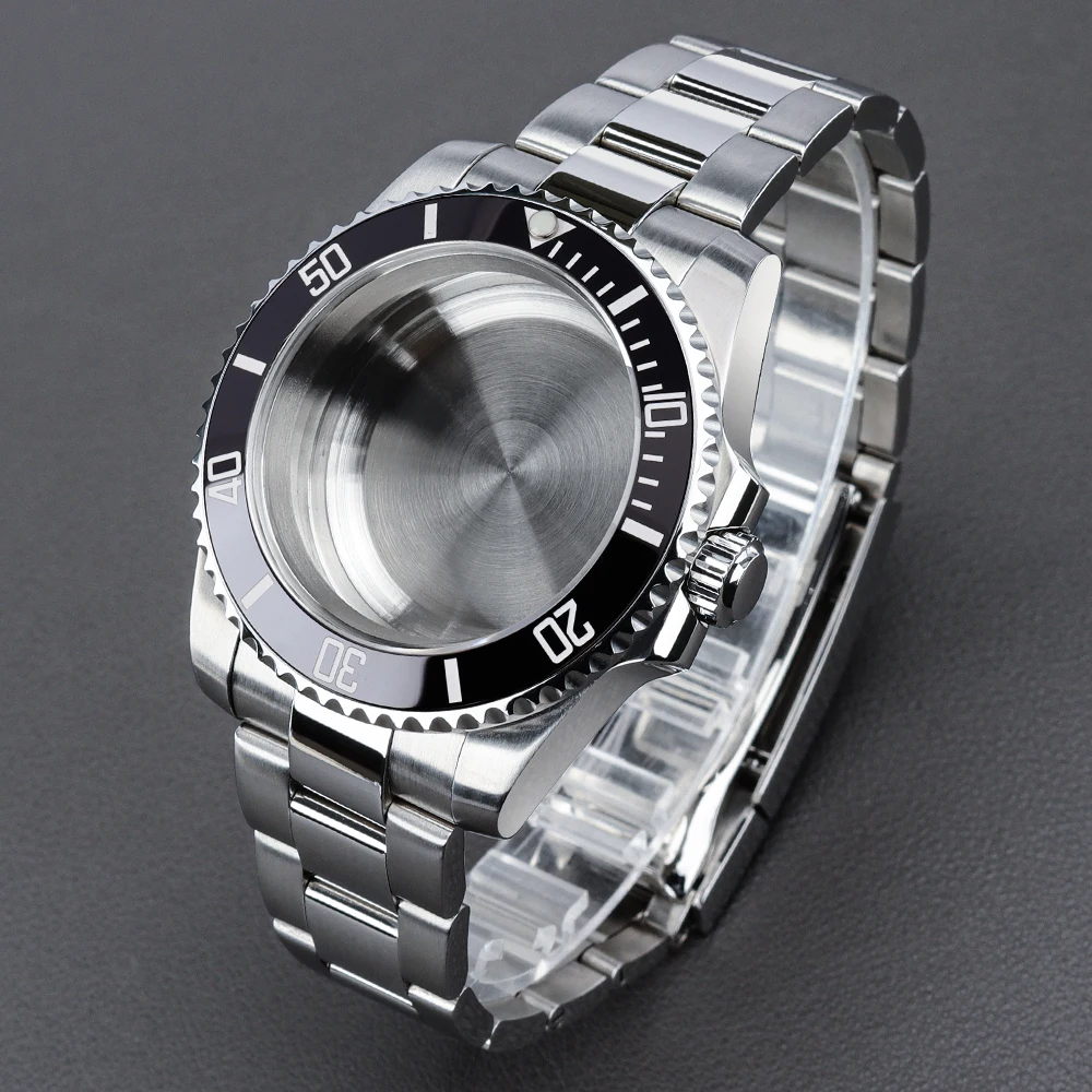 

40MM With Glide Lock Clasp Watch Case Accessories For NH35 NH36 Miyota 8215 ETA 2824 28.5mm Dial Full Text C3 SUB Bezel Sapphire