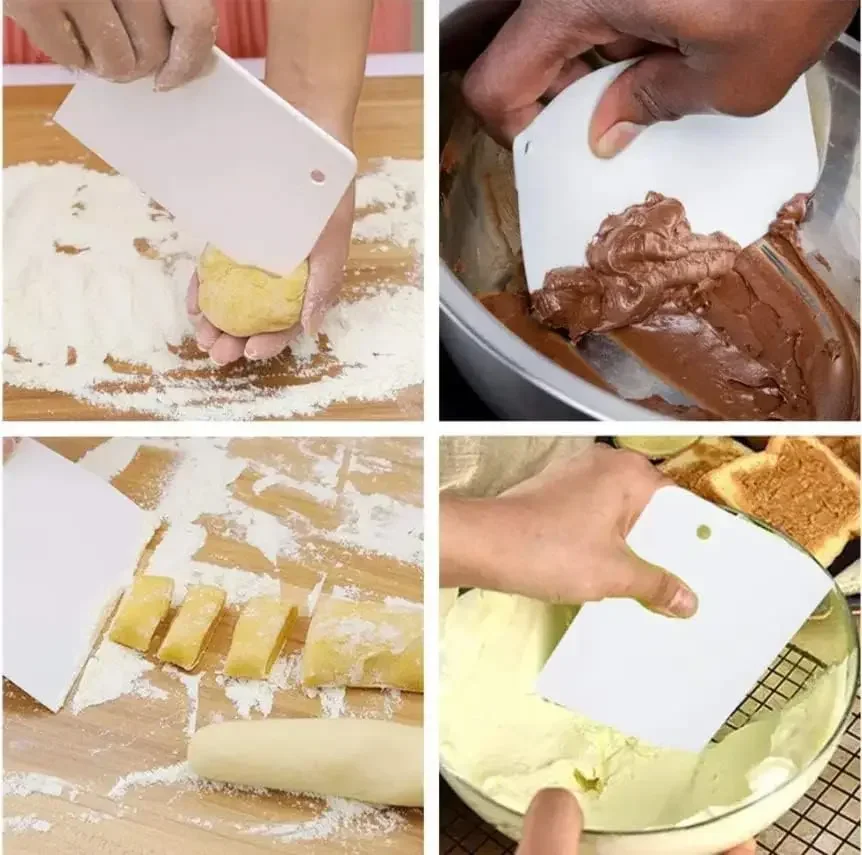 Cortador de masa multiusos, raspador de tazón para masa de pan, espátula para crema y pastel de Fondant, cortadores de pastelería DIY, raspadores, Kit de cocina para hornear