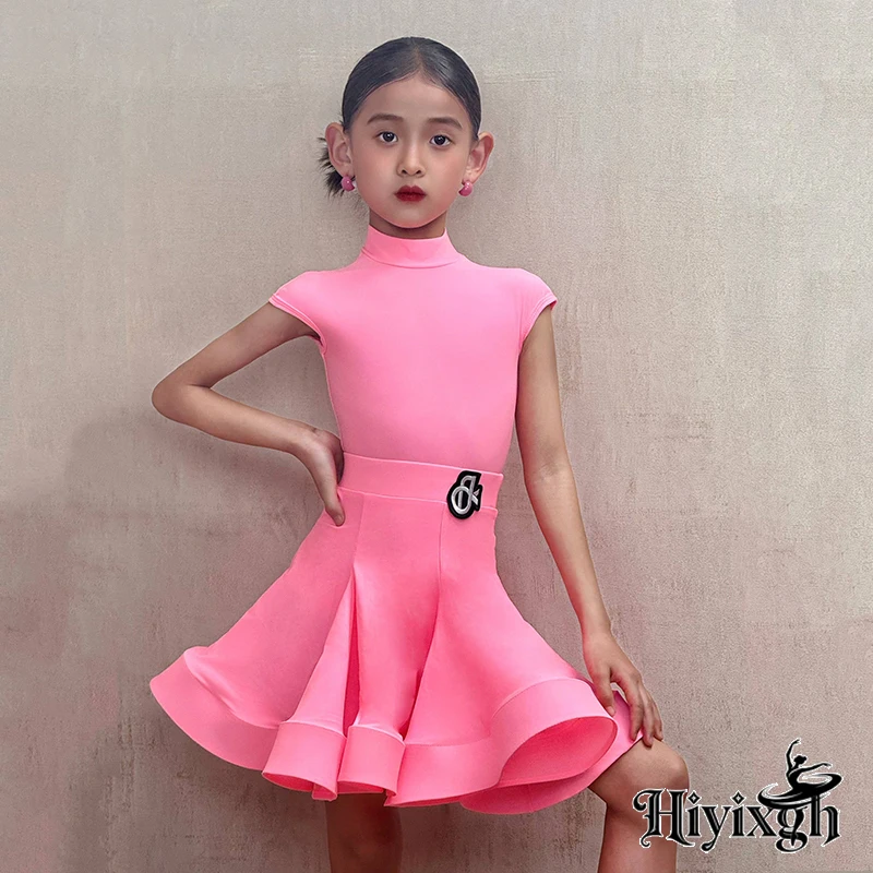 Children Latin Dance Training Costume Kids Girls Bodysuit and Fishbone Swing Skirt Samba Competition Dancewear Women Competition