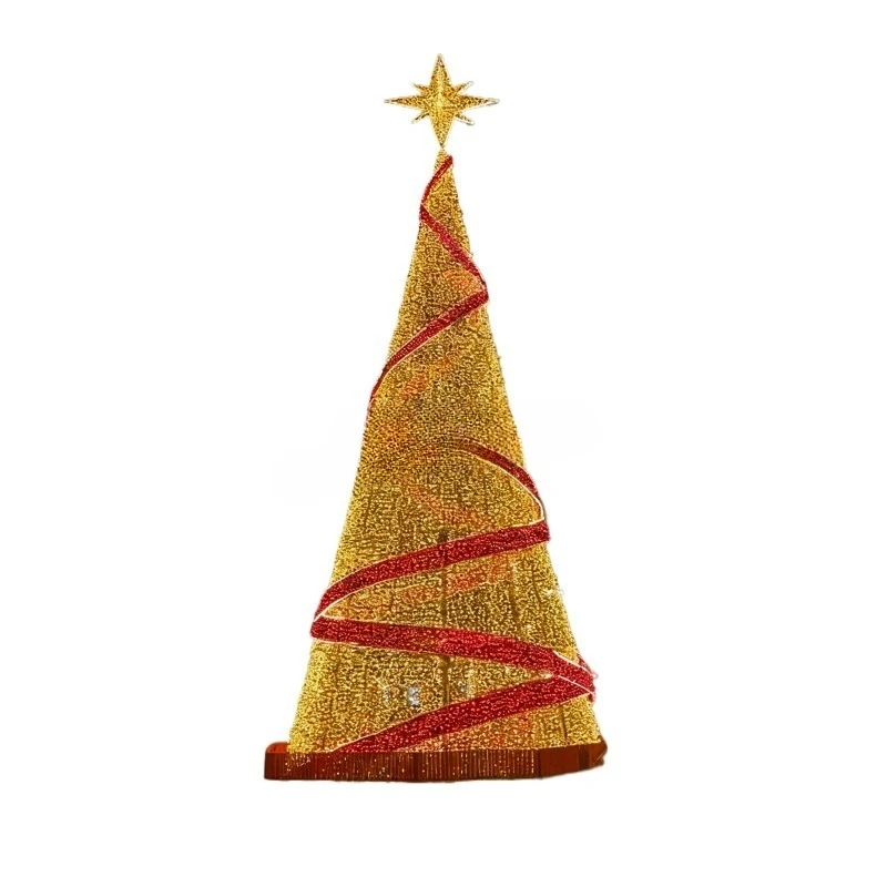 Large wrought iron luminous Christmas tree shopping mall outdoor lighting installation festival scene decoration