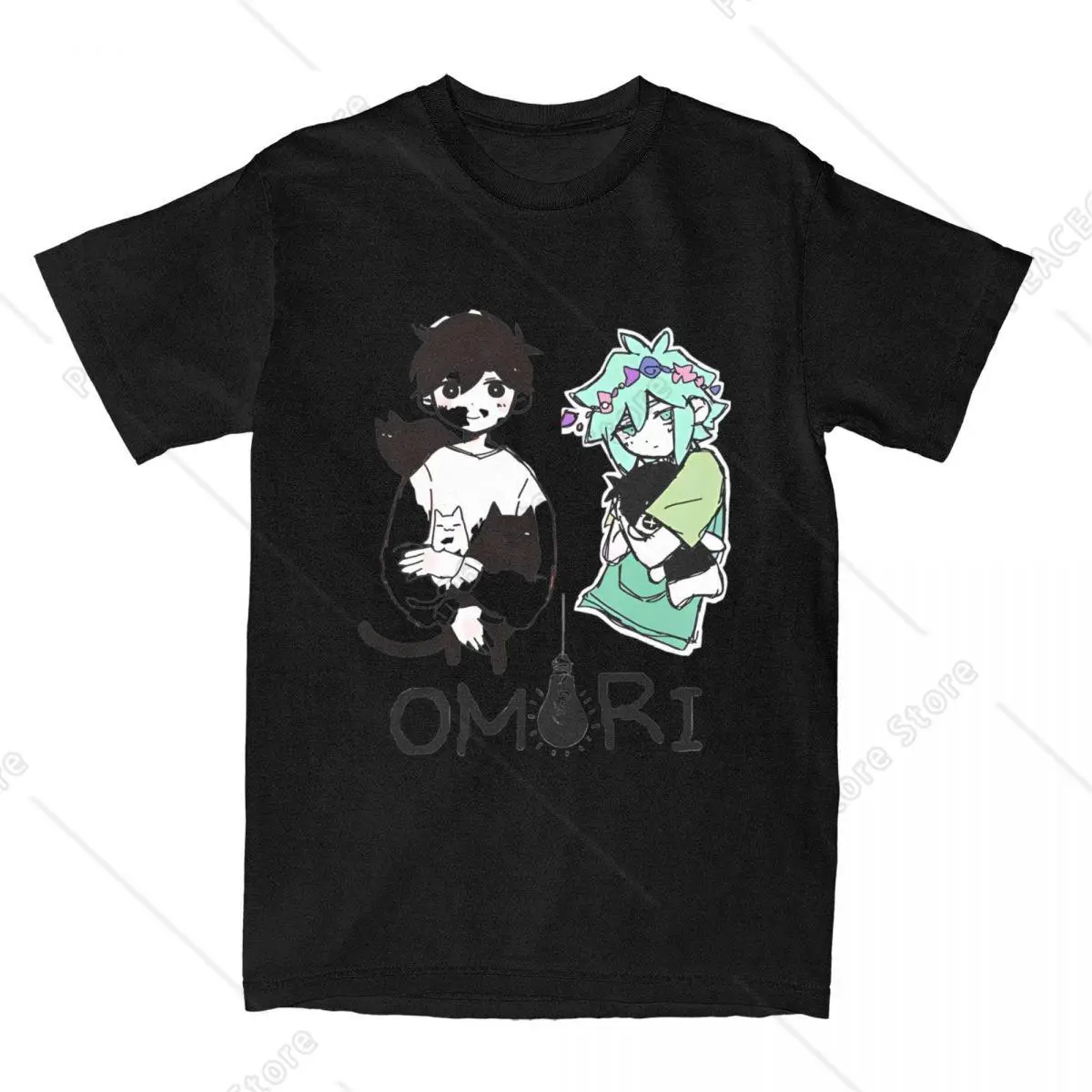 Men Women's Omori And Cat Cartoon Shirt Merch Cotton Tops T-shirt Funny Tees Adult