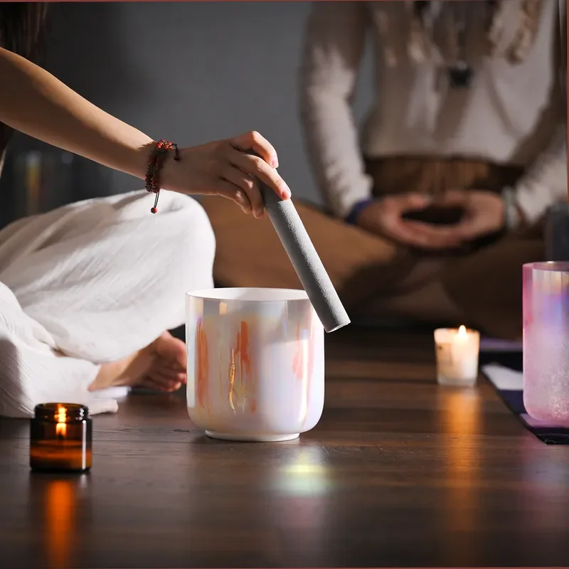 Natural Clear Quartz Crystal Singing Bowl for Sound Healing Yoga Meditation Chakra Balance Therapy Studio Percussion