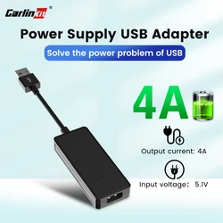 CarlinKit-caja de fuente de alimentación, adaptador USB, salida 4A, solución de fuente de alimentación no suficiente, accesorio para coche, funciona con dispositivos Carlinkit