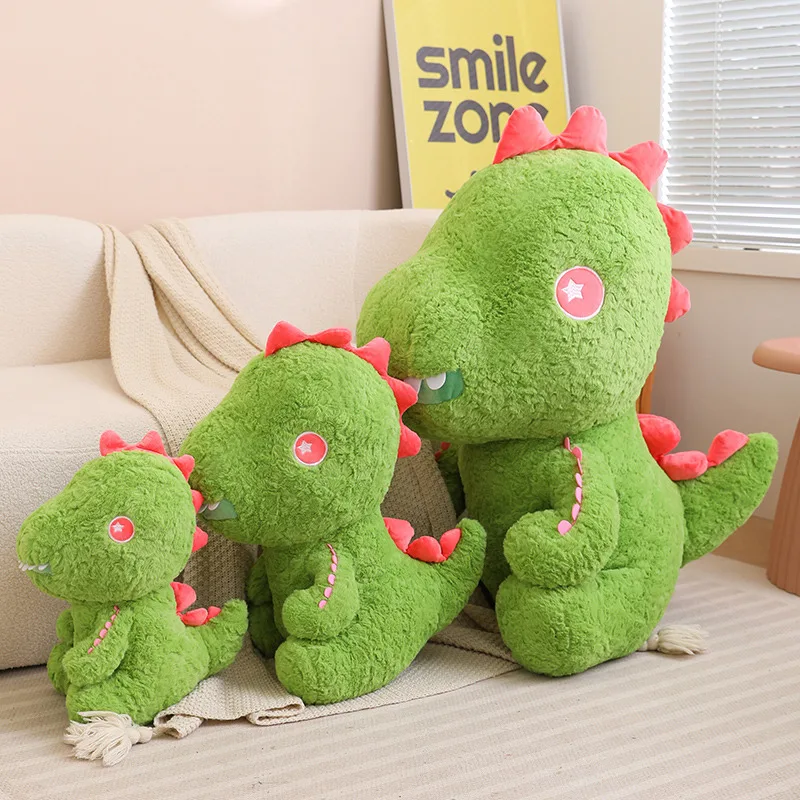 38/50cm Cartoon Pink Eyes Dinosaur Plush Dolls Cute Stuffed Animal Green Sitting Tyrannosaurus Soft Kids Toys for Boys Xmas Gift