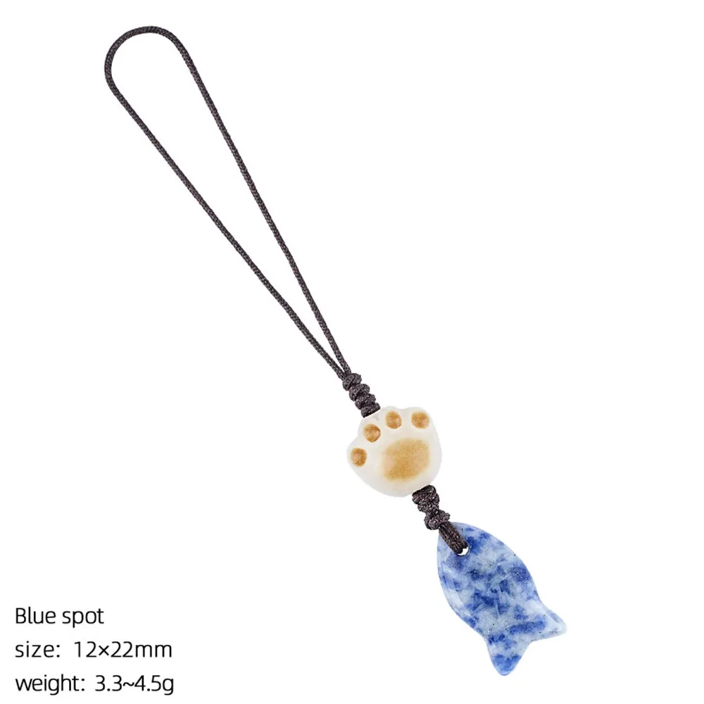 Natural Crystal Amethysts Fish Pendant Keychain Bag Accessory