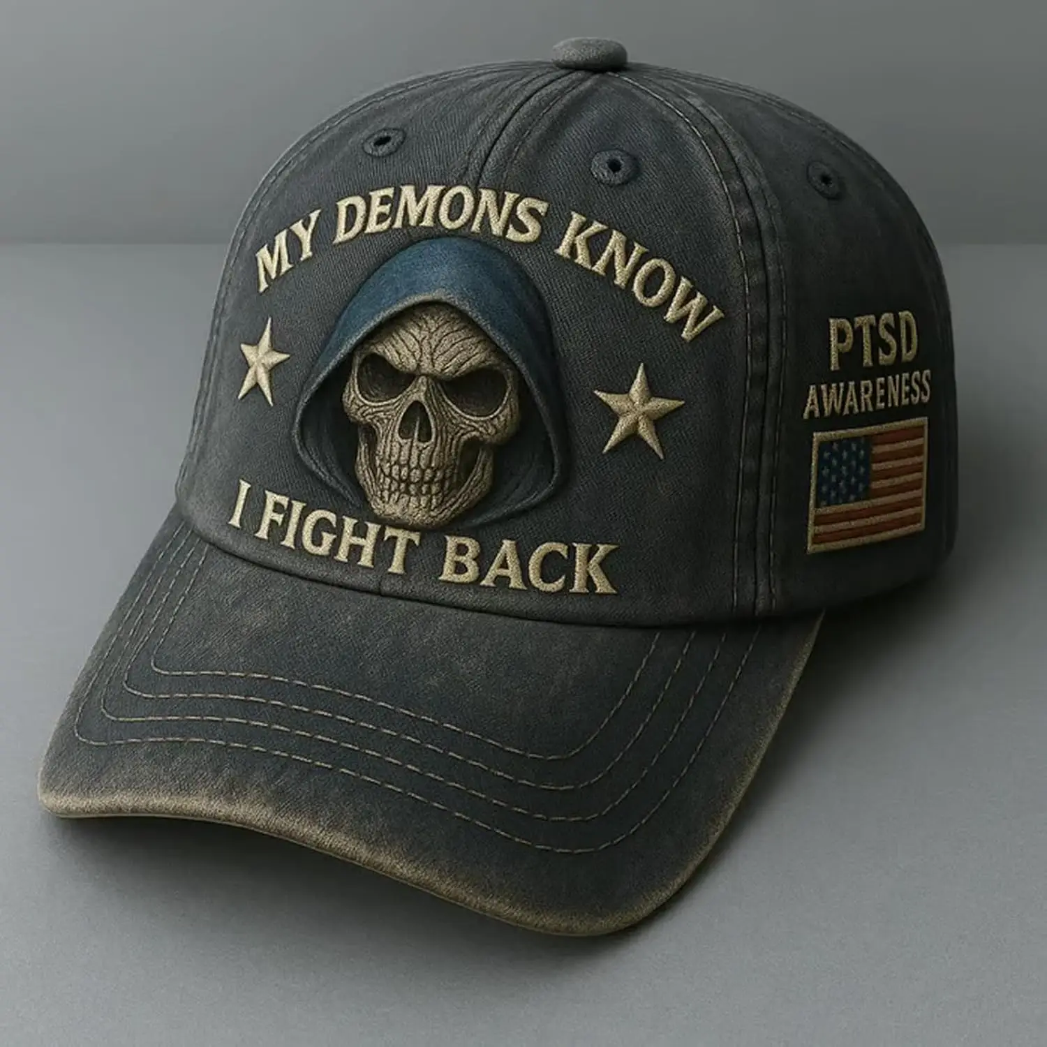 PTSD Awareness Hat, I Fight Back Every Day Cap, My Demons Know I Fight Back, Support Mental Health Baseball Hat, PTSD Awareness