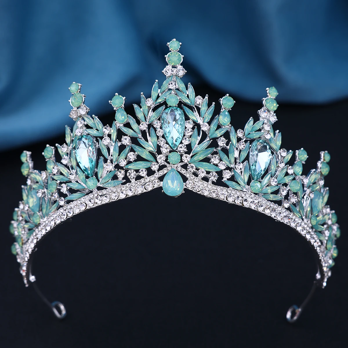 

13-цветная роскошная зеленая хрустальная тиара в стиле барокко для женщин, свадебные девушки, день рождения, элегантная корона, украшения для волос, аксессуары