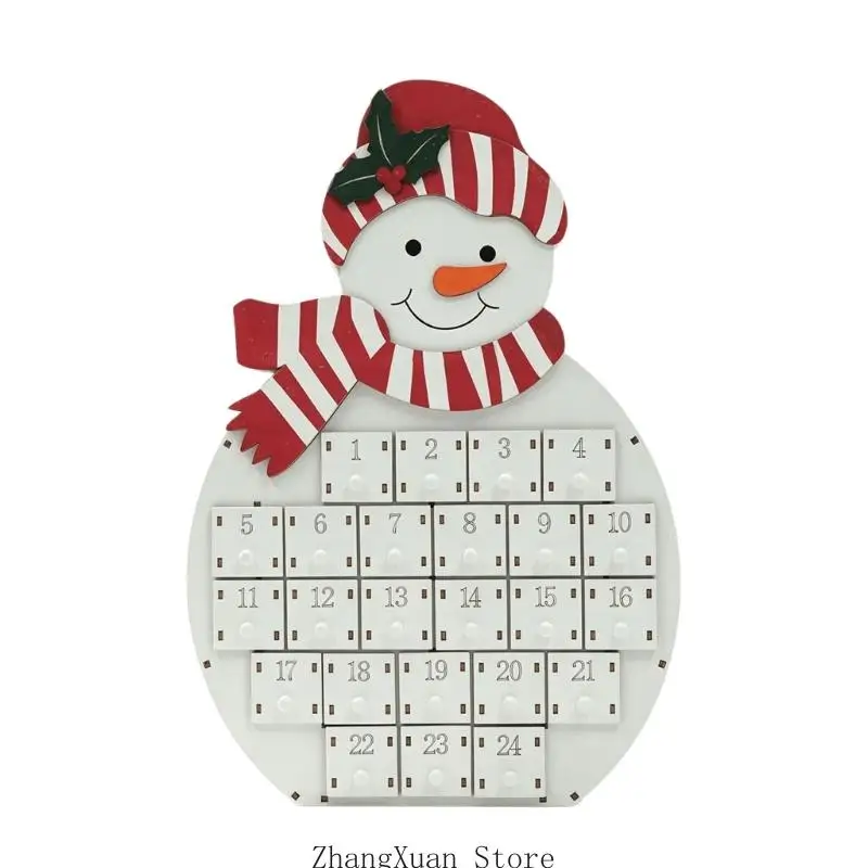 Holz-Schubladenkalender für Feiertage, 24 nummerierte Fächer für Weihnachtsleckereien und saisonale Anzeige Dezember, 3 x – Detail 2