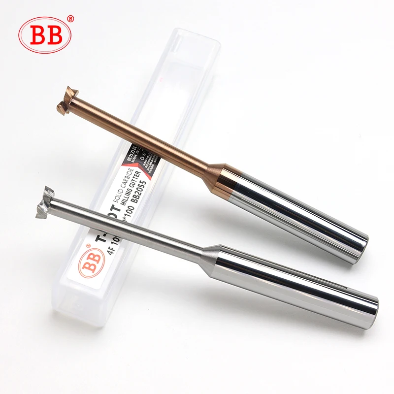 BB Extend Carbide T Slot Milling Cutter Long Neck End Mill CNC Groove Machining Tool for Metal Aluminum Steel 3mm-20mm