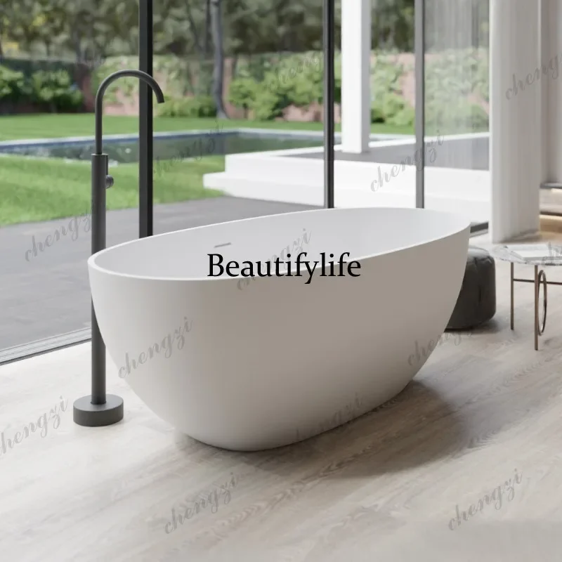 A49 Polymer Bathtub Freestanding Integrated Bathtub Qimei Stone High-End Hotel Bathtub