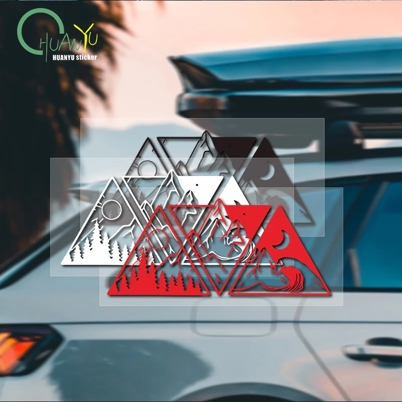 

Outdoor Camping Car Stickers, Forest, Mountains, Waves, RV, Camper, Off-Road Vehicle Body Car Decals