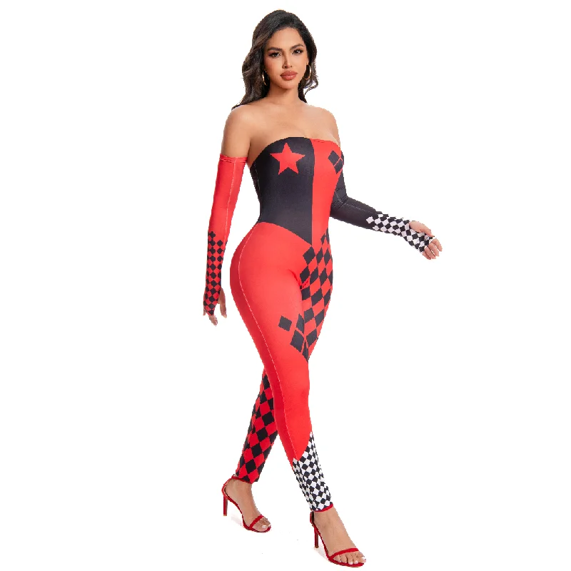 [Sei il mio segreto] Anime Harley Q Costume da clown Donne sexy Tuta Halloween Cosplay Masquerade Party Travestimento Zentai Outfit