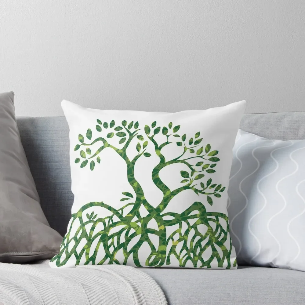 

Vector Mangrove Tree Silhouette - Green Throw Pillow Bed pillowcases Throw Pillow Covers pillow