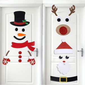 Weihnachtstür und Fensterfilmaufkleber, Cartoon Snowman, Santa Claus, entlang der Winterwand, Weihnachtsdekoration, Weihnachten, Neujahr 8 Hauptverkäufe Weihnachtsdekorationstür - №8