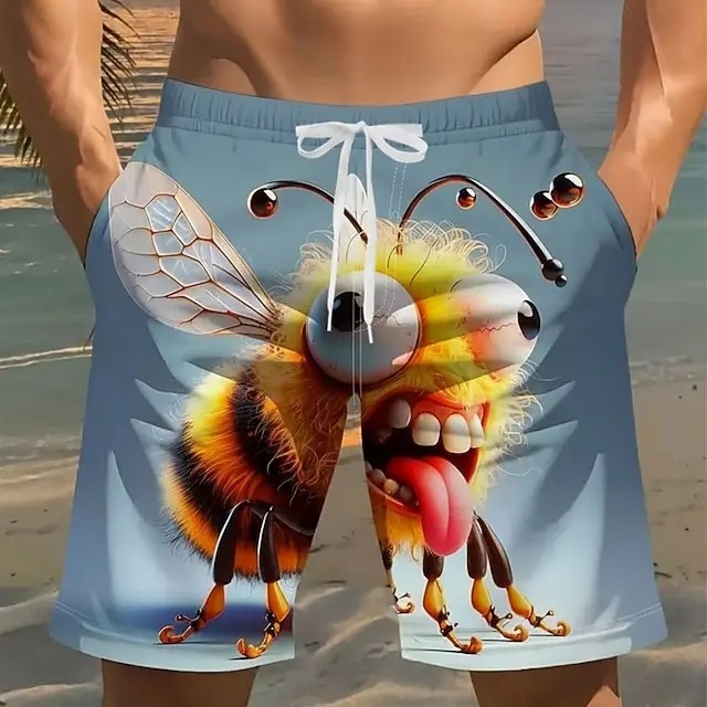 Men's Funny Giraffe Design Beach Shorts 3D Relaxing Giraffe Graphic Quick Dry Swim Trunks For Vacation Men's Surfing Shorts