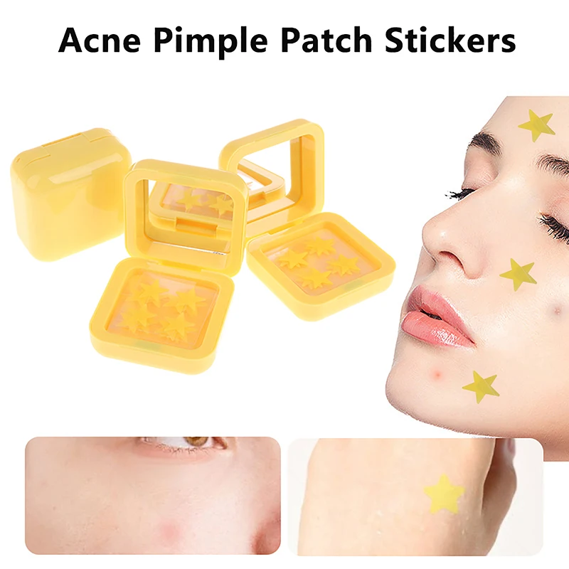 32 pçs estrela amarela acne espinha remendo adesivos com caixa de espelho à prova dwaterproof água mancha mancha capa espinha corretivo removedor cuidados com a pele