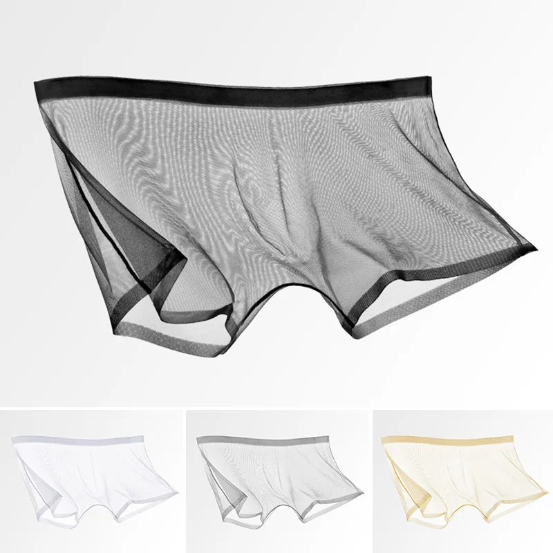 

M-4XL 4Colors Transparent See Through Ultra Thin Seamless Men Underpants Breathable Summer Daily Briefs Boxers Underwear