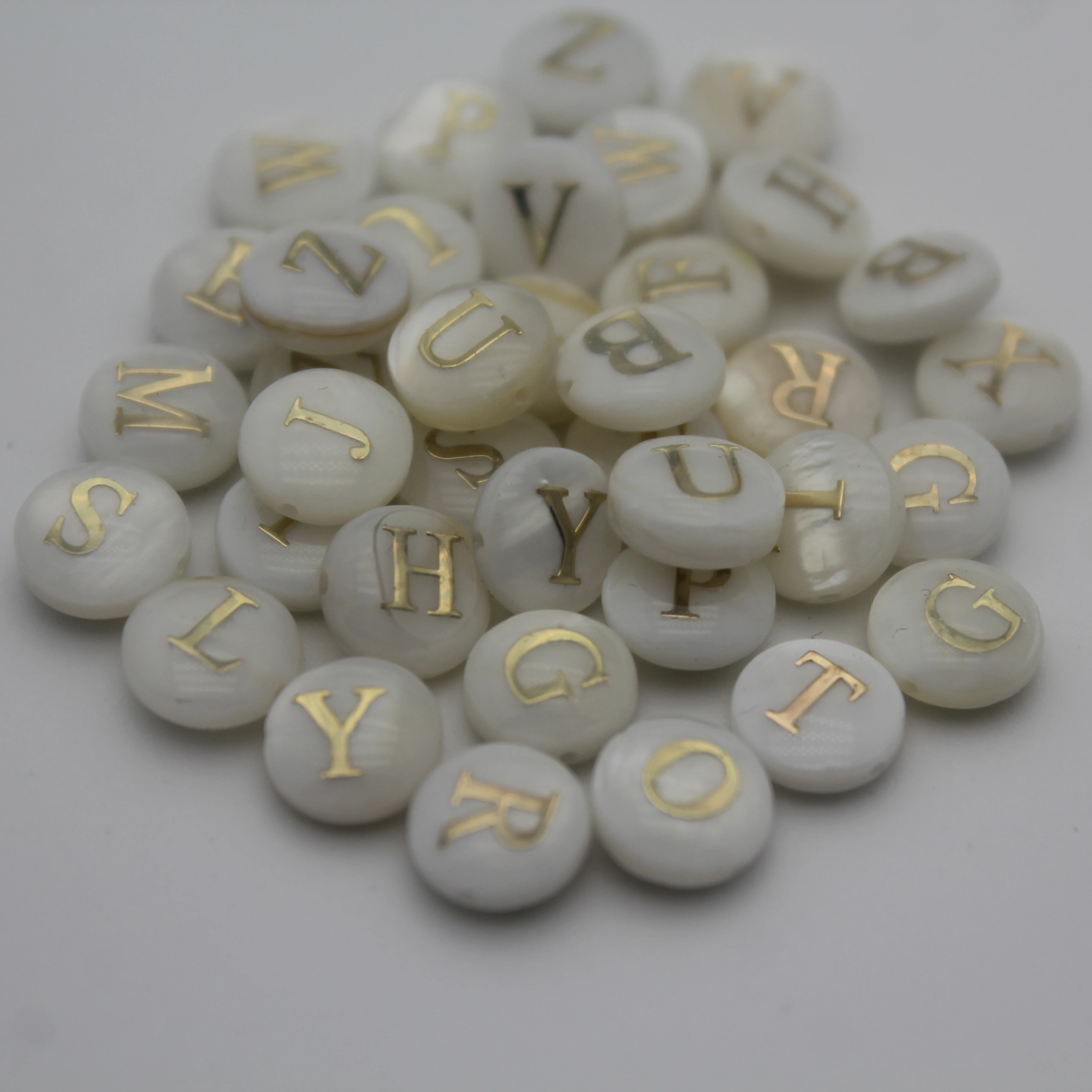 6mm Natural Mother Of Pearl Shell Grain Bead Letter Charms Pendant For Jewelry Making DIY Necklace Earring Handmade Accessories