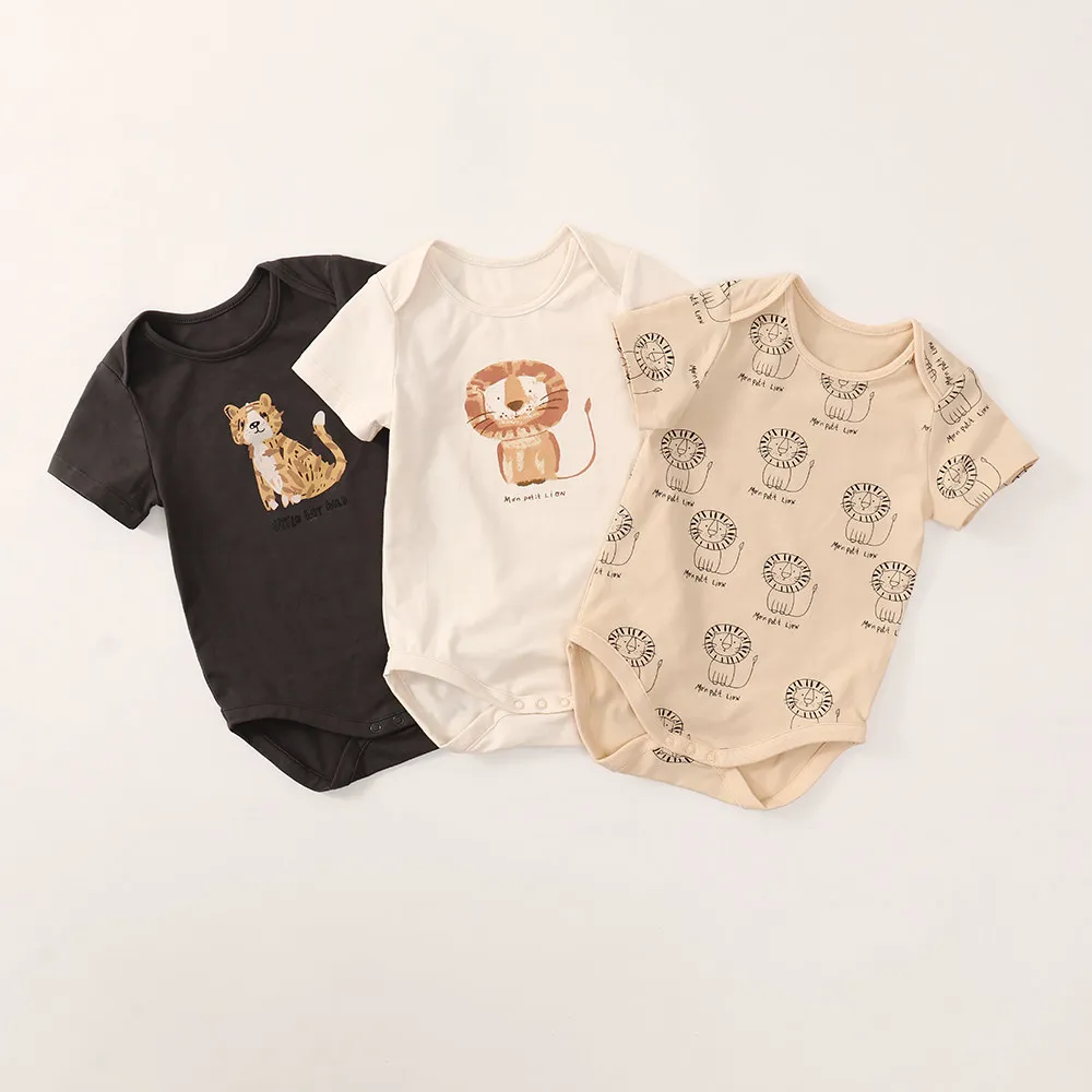 Unisex Cotton Newborn Baby Boy Clothes Printed Summer 0-18M Cartoon Baby Girl Clothes Print Bodysuits Short Sleeve Romper