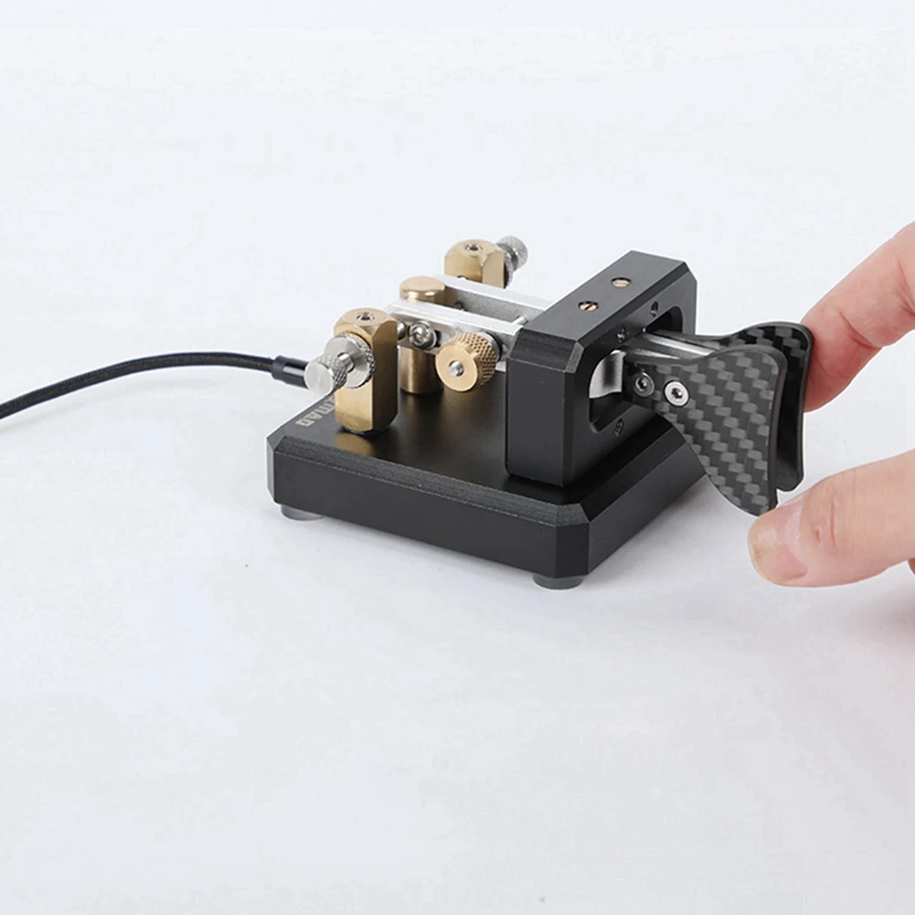 รหัสมอร์ส Double Paddle กุญแจอัตโนมัติคลื่นสั้น CW เครื่องส่งสัญญาณอุปกรณ์เสริม HAM (สีน้ําเงิน)