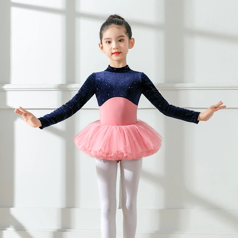 

Winter Autumn Girl Velvet Ballet Dance Dress Kids Ballerina Tutu Dancewear Gymnastics Leotard Ballroom Swan Lake Dence Outfit