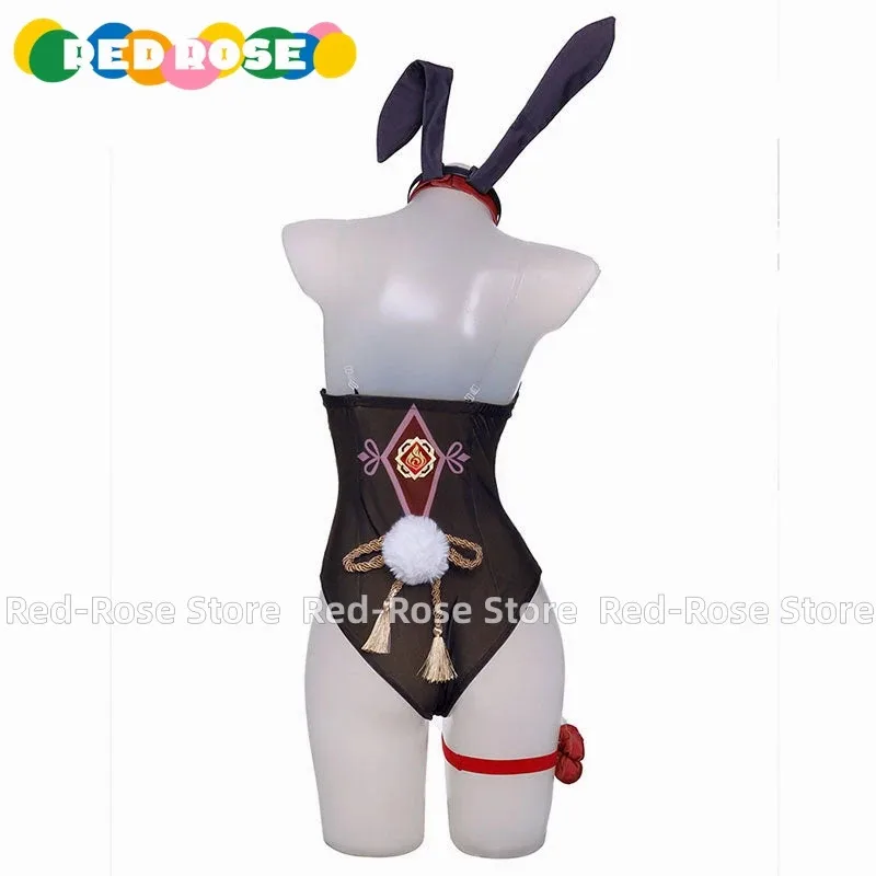 qq28LQGenshin Impact Hu Tao Bunny Girl Cosplay Halloween Mulher HomensQualquer Tamanho
