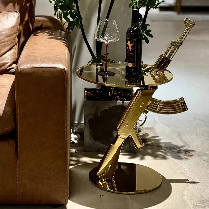 

Futuristic AK47 Metal Side Table | Industrial Light Luxury Coffee Table | Creative Sofa Accent Table | Home Art Decor