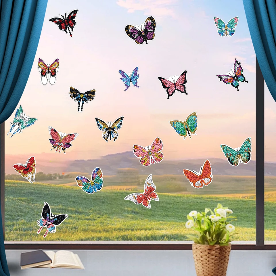 19Pcs Colorful Butterfly Diamond Stickers Set for Crafts