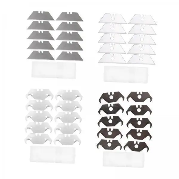 Heavy Duty Utility Knife Blades Carbon Steel 6cm Mixed Shapes with Storage Box for Flooring Carpet Wallpaper Roofing and Fabric