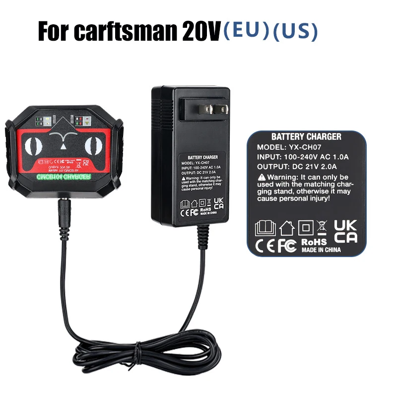 EU US plug for Craftsman 20V Li-ion battery charger CMCB102 Li-ion battery CMCB202 CMCB204 Replacement power tools