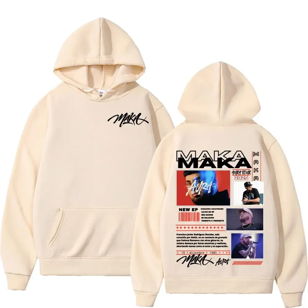 Customization Rapper Maka Aura Tour 2025 Double Sided Print Hoodies Men Women Fashion Hip Hop Gothic Hoodie Casual Fleece Oversi