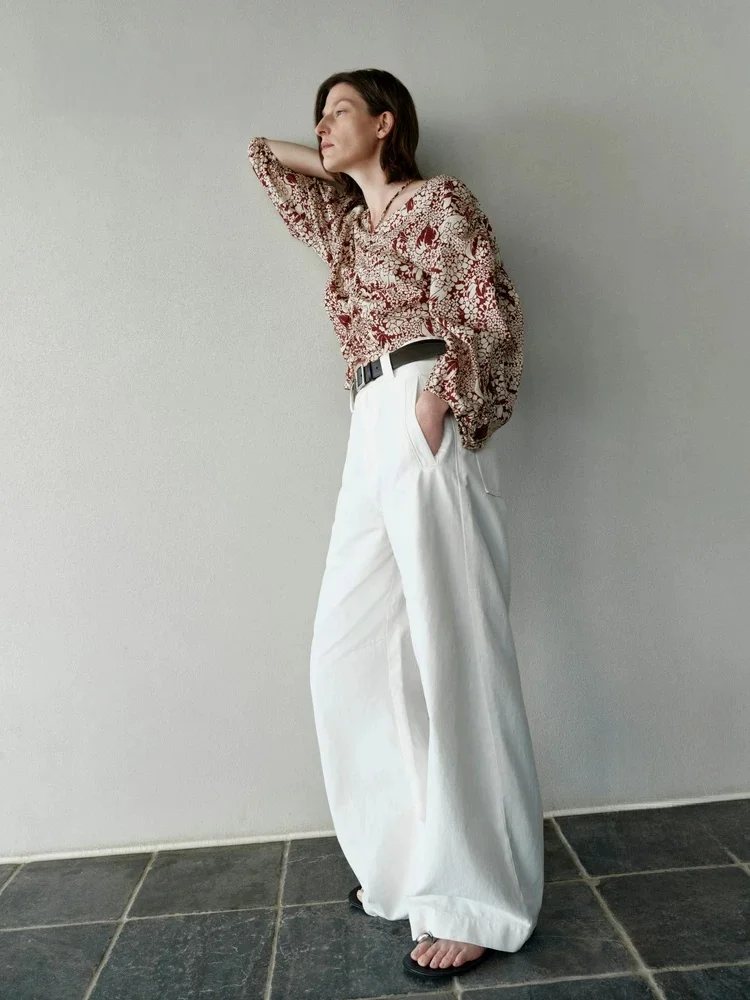 

Edition× SEA Collaborative Series 2025 New Knitted Cotton Linen Embroidered Denim Jeans Natural Waist Straight Leg Fit Women