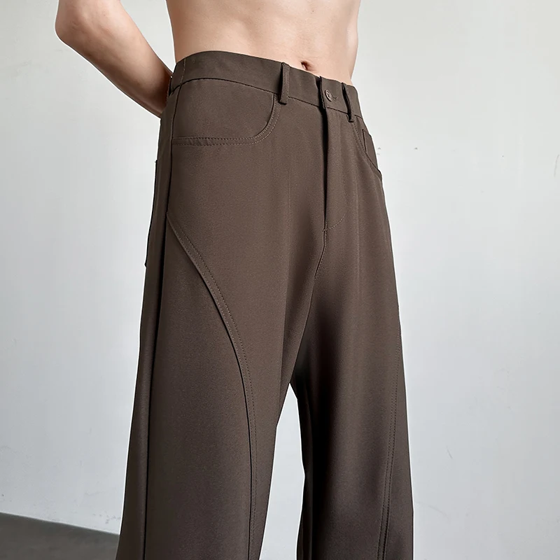 

Summer Casual Men's Wide Leg Pants Retro Hong Kong Style Loose Versatile Suit Trousers Color Simple Drape Straight West...