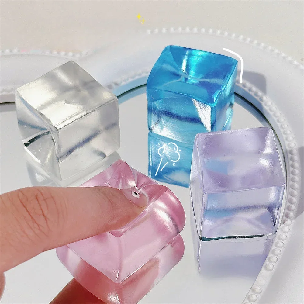 14 pezzi mini cubetti di ghiaccio giocattoli antistress rilascio stress trasparente piccolo blocco di ghiaccio pizzico bambini spremere giocattolo regali di compleanno