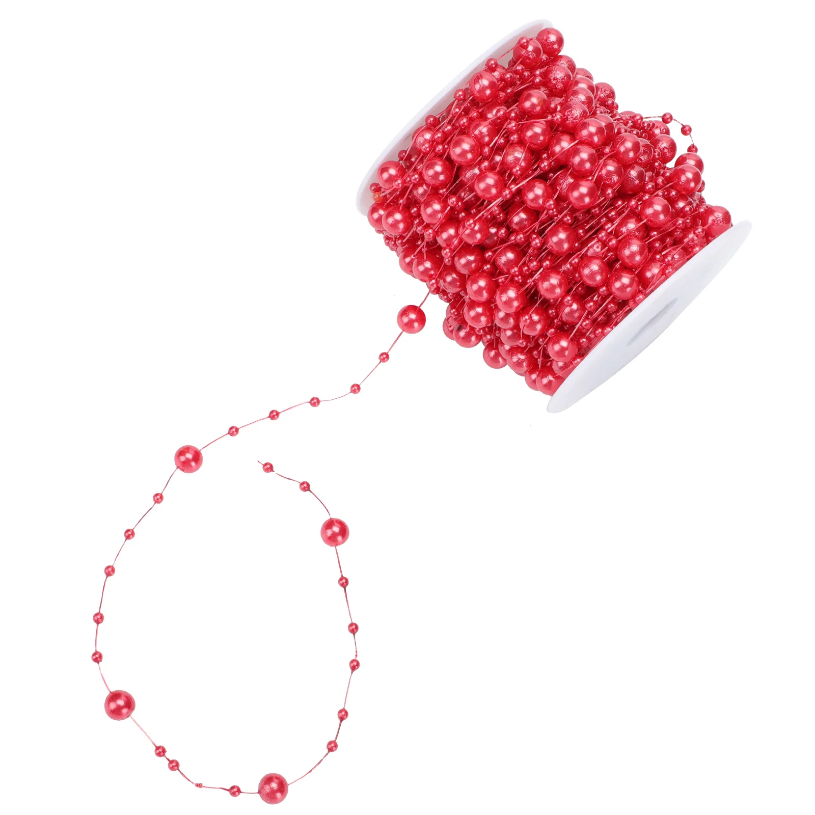 

1roll Plastic Christmas Bead Chain Flexible Strand Lightweight Xmas Tree Decorations DIY Crafts Holiday Party Decorative Beads