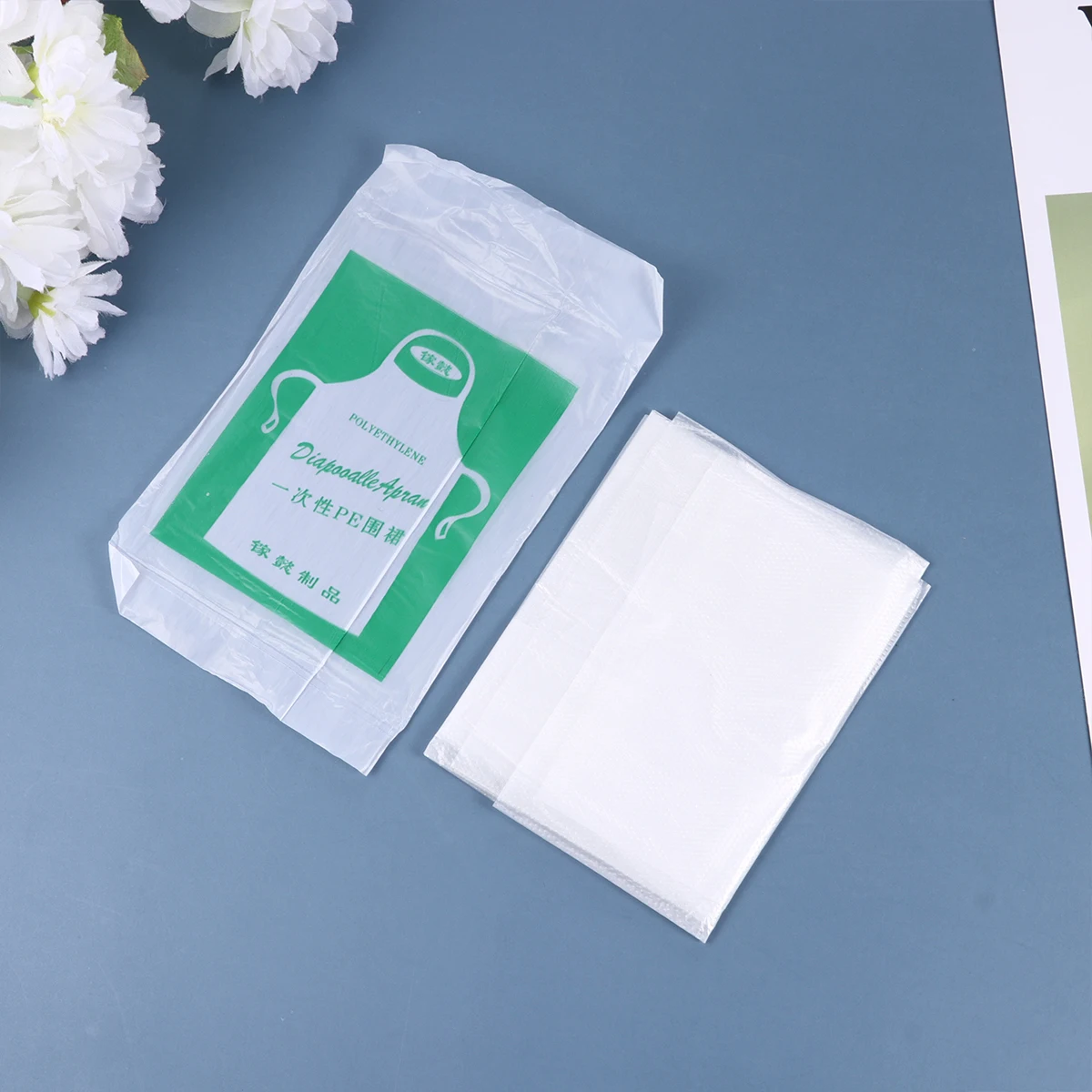 100pcs Waterproof Disposable Aprons Plastic Cooking Painting Guard Transparent Body Protect Stain Resistant