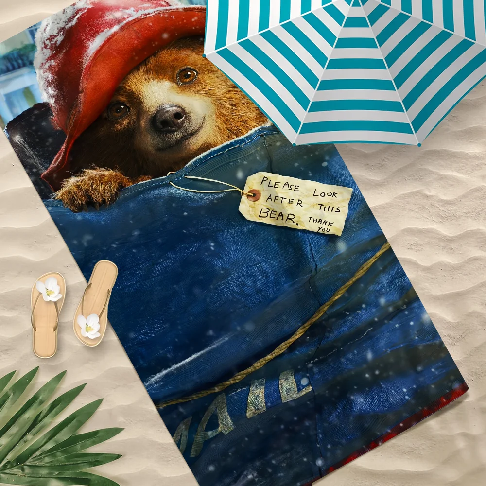 

Cute P-Pad-dington Bear Towel Beach Quick Dry Soft Pool Towels Gift for Travel Gym Shower Camping sports