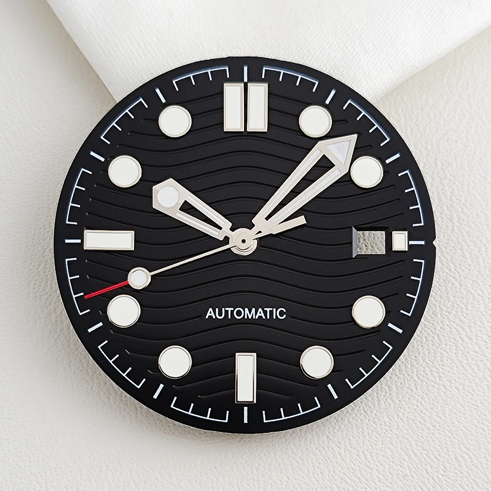 31mm Dial NH35 Dial 3 O'clock Date Window Green Luminous Custom Logo Watch Dial Fit NH35 NH36 Series Movement Watch Accessories